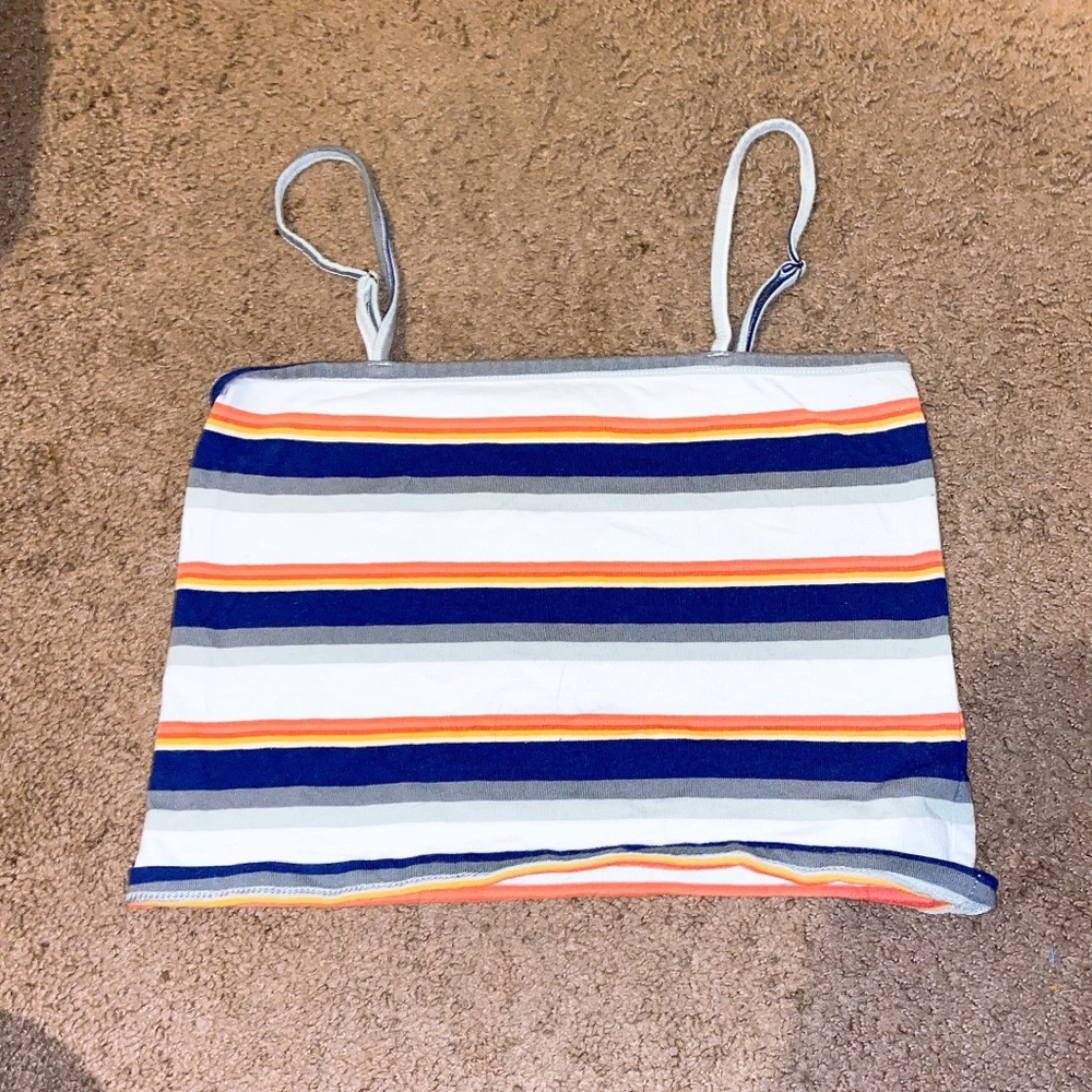 Multi Color Striped Straight neck Cropped Cami